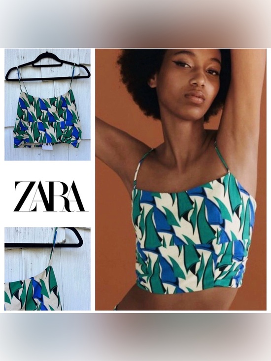 Zara Tops - Zara Smocked Crop Top Spaghetti Straps